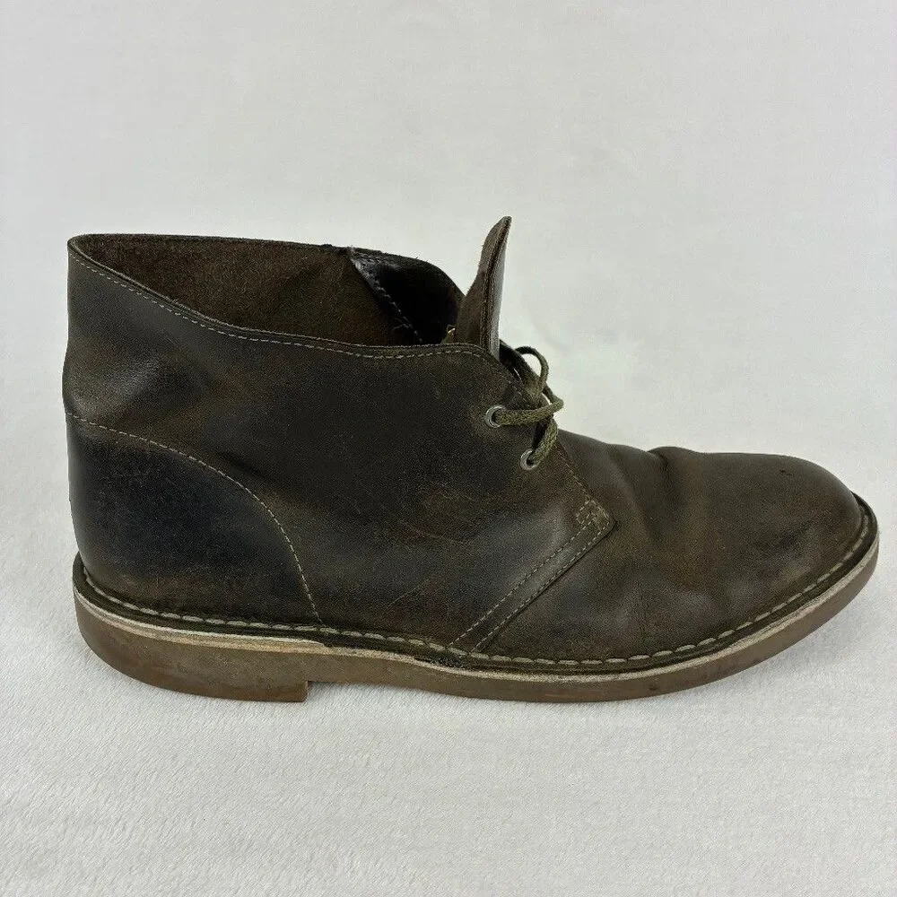 Clarks Bushacre 2 Chukka Leather Boots Men's UK 8.5 US 9.5 Brown Olive Green